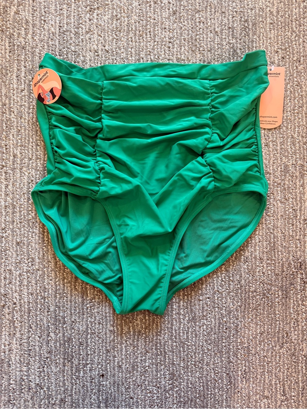 Shapermint Essentials High Waisted Control Bikini Bottom 3XL Green Ruched NWT